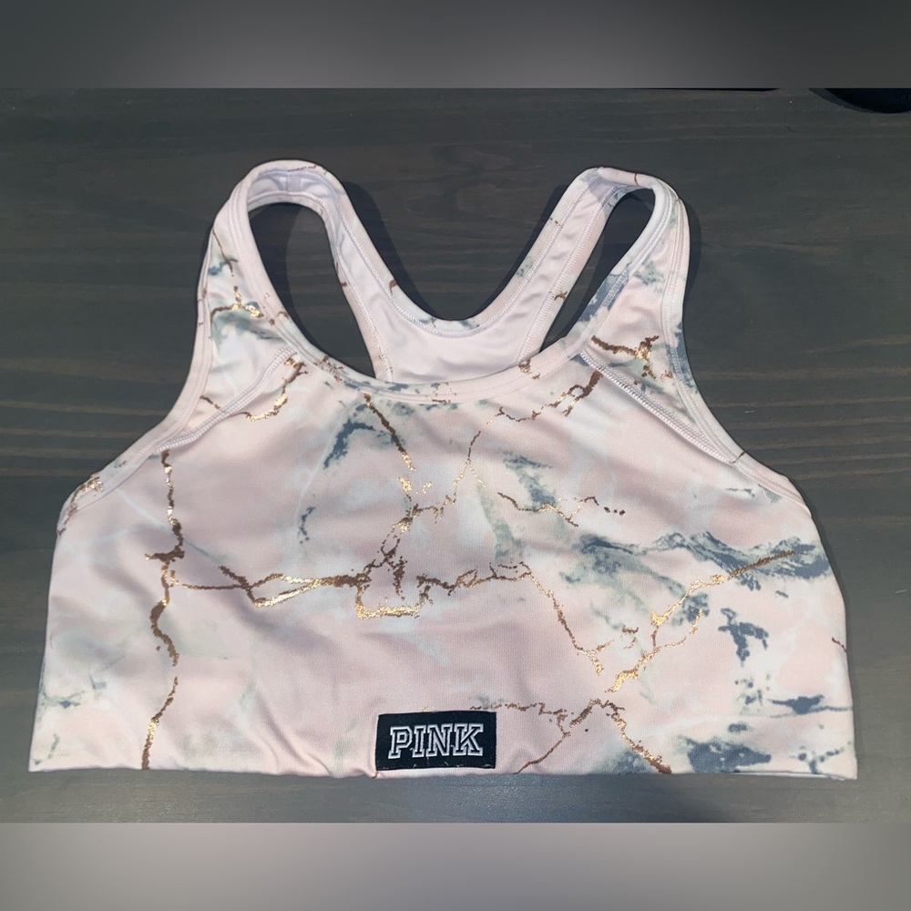 Pink unlined wireless sports bra